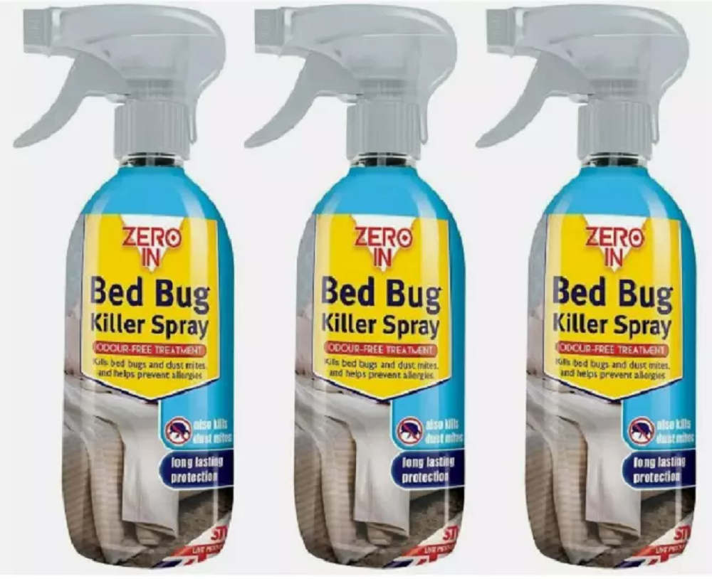 3 x Bed Bug & Dust Mite Killer Spray 500ml Bug Control Treatment Dust Repellent