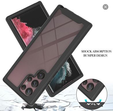 Samsung Galaxy S22 Ultra Black 360 Full Body Slim Armor Case Front Frame - Smartphone, Accessories Casing Plastic Protective Cover Handheld Protection Shockproof Protector Cellphone Screen Protector