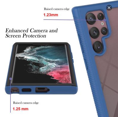 Samsung Galaxy S22 Ultra Blue 360 Full Body Slim Armor Case Front Frame - Handheld, Accessories Casing Plastic Protective Cover Protection Smartphone Cellphone Screen Protector Protector Shockproof