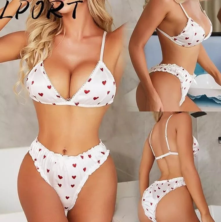 Women's Sexy Pleated Bikini Set – Cute Two-Piece Swimsuit with Frilled Waistline M