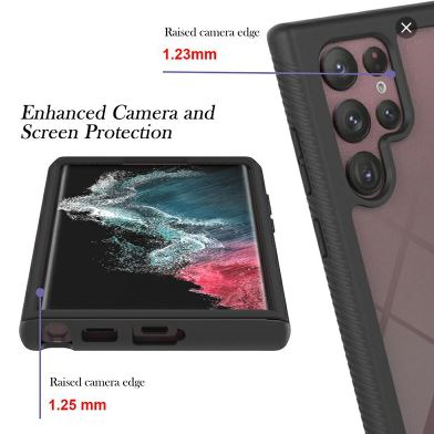 Samsung Galaxy S22 Ultra Black 360 Full Body Slim Armor Case Front Frame - Smartphone, Accessories Casing Plastic Protective Cover Handheld Protection Shockproof Protector Cellphone Screen Protector