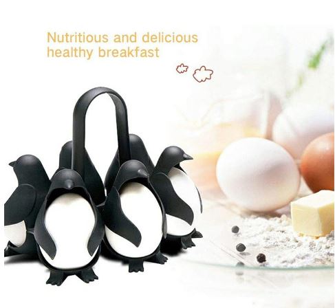 Egg 3-in 1 Cook Serve Store Egg Holder Penguin Shaped Boiled Egg Cooker For 6 Eggs Kitchen Rack