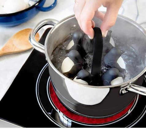 Egg 3-in 1 Cook Serve Store Egg Holder Penguin Shaped Boiled Egg Cooker For 6 Eggs Kitchen Rack