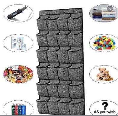 24 Pockets Hanging Shoe Holder Perfect for organizing shoes, accessories, and more, Over-the-door design, easy to install, Maximize closet space with durable material and clear pockets for visibility.