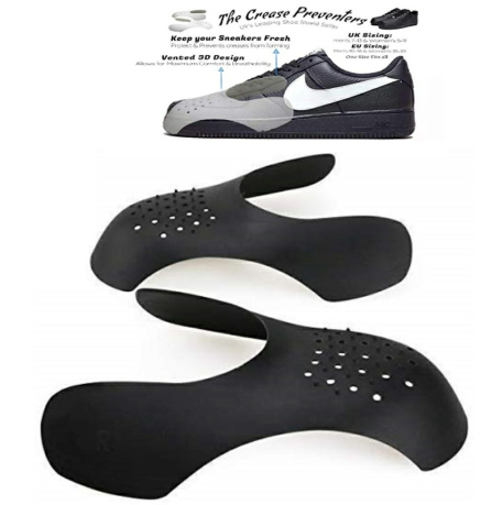 Reusable Anti Crease Sneaker Shields Shoe Trainer Protector Toe Box Decreaser for Women UK 3-6.5 - Black