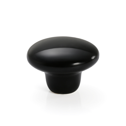 38mm Ceramic Single Hole Cupboard Handles Drawer Pulls Kitchen Cabinet Knobs - Black