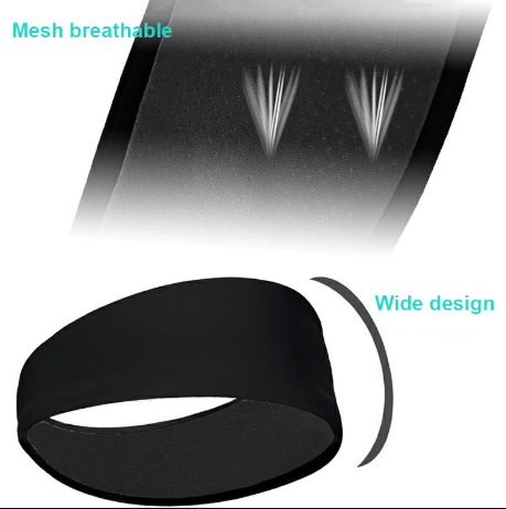 Sports Headbands Exercise Hair Bands Unisex Yoga Sweatbands for Men Women - Black