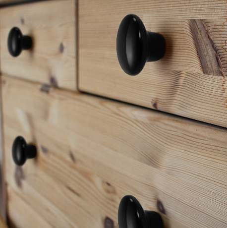 38mm Ceramic Single Hole Cupboard Handles Drawer Pulls Kitchen Cabinet Knobs - Black