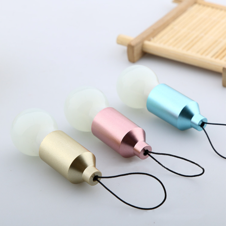 Small LED Light Bulb Shape Keychain Pull Switch 5.5cm Random Colours