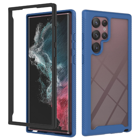 360 Full Body Slim Armor Case with Front Frame for Samsung Galaxy S22 Ultra - Blue