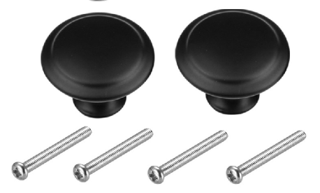 2pcs Stainless Steel Door Knobs for Cabinet Handles Cupboard Drawer Kitchen - Black