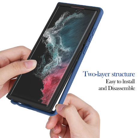 360 Full Body Slim Armor Case with Front Frame for Samsung Galaxy S22 Ultra - Blue