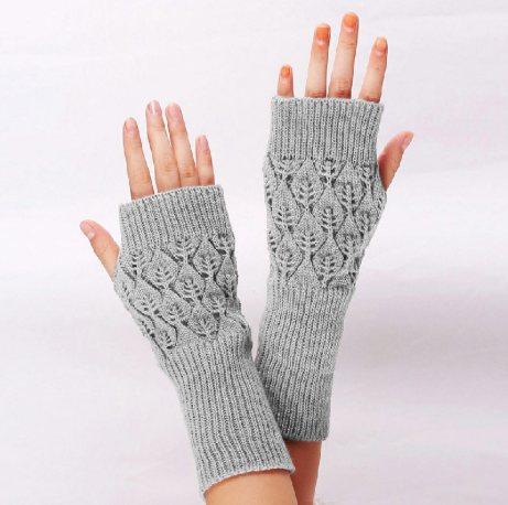 Winter Arm Hand Warmer Knitted Long Fingerless Gloves Soft Mittens for Female