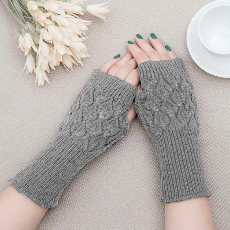 Winter Arm Hand Warmer Knitted Long Fingerless Gloves Soft Mittens for Female