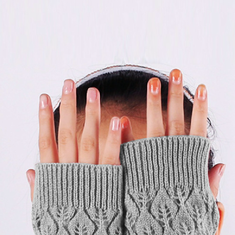 Winter Arm Hand Warmer Knitted Long Fingerless Gloves Soft Mittens for Female