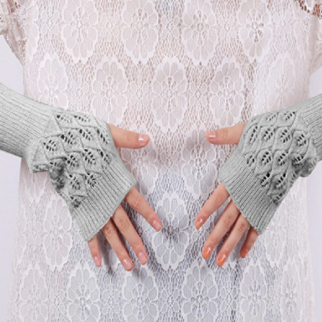 Winter Arm Hand Warmer Knitted Long Fingerless Gloves Soft Mittens for Female