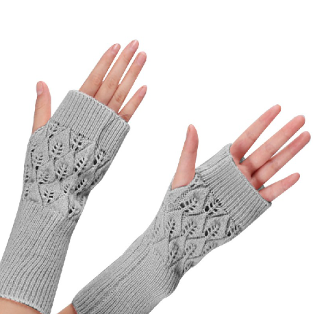 Winter Arm Hand Warmer Knitted Long Fingerless Gloves Soft Mittens for Female
