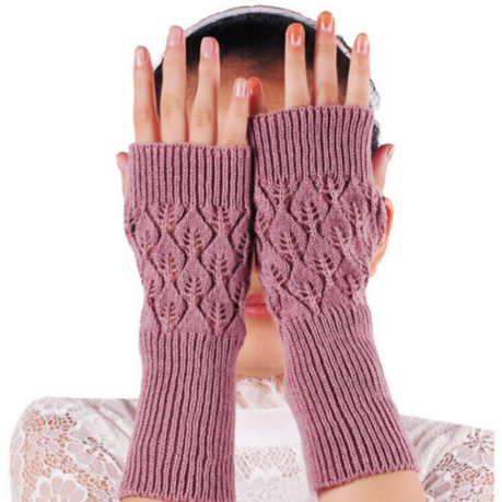 Winter Arm Hand Warmer Knitted Long Fingerless Gloves Soft Mittens for Female