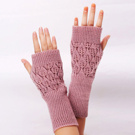 Winter Arm Hand Warmer Knitted Long Fingerless Gloves Soft Mittens for Female