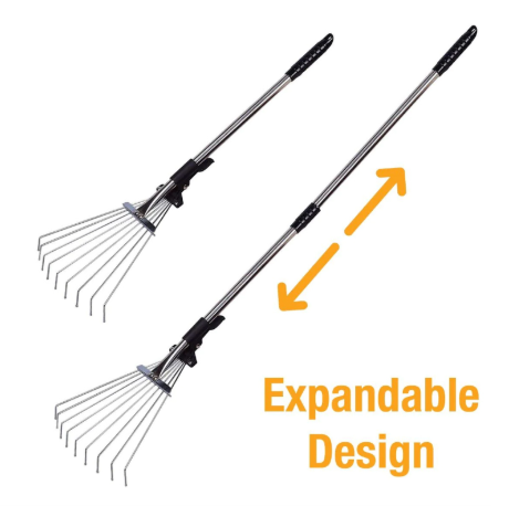 Telescopic Garden Rake Expandable Rake with Non Stick Handle 23cm x 70cm