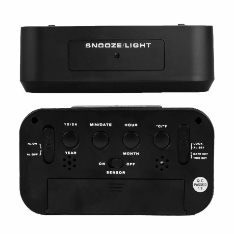 5.3 Inch Smart Simple Silent LED Digital Alarm Clock w/ Date Temp Display
