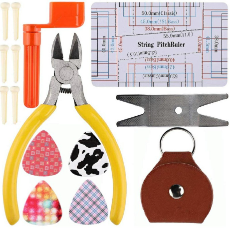 26 pcs Guitar Repairing Tool Kit of Guitar Winder Wire Plier String Organizer Fingerboard Protector String Ruler