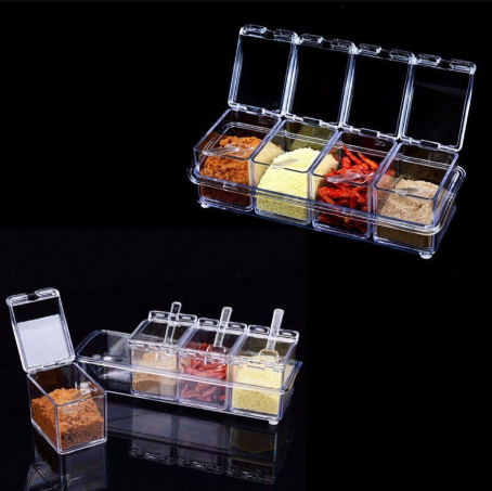 Acrylic Seasoning Box Crystal Clear Spice Container Jars 10 x 26 cm-