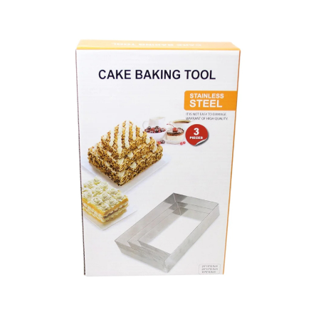 3 Piece Rectangle Cake Baking Mould Stainless Steel Cake Baking Tool