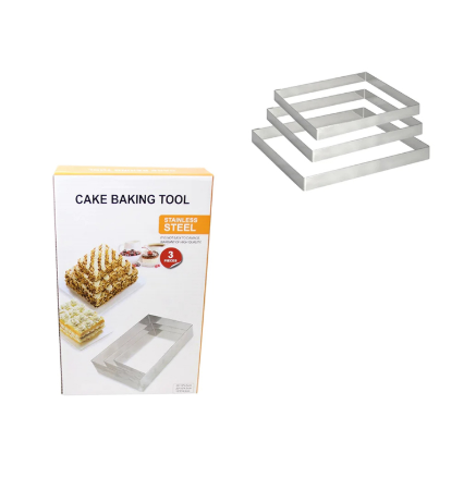 3 Piece Rectangle Cake Baking Mould Stainless Steel Cake Baking Tool