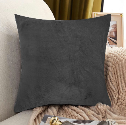 4 Pack Velvet Cushion Cover Square Pillow Decor Bed Sofa Cushion Cover 45x45cm - Dark Grey