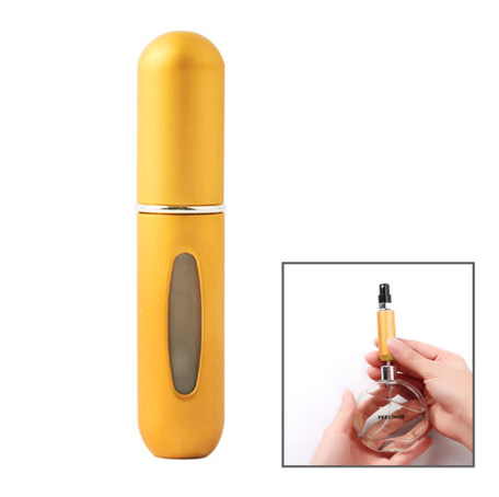 5ml Portable Mini Refillable Perfume Bottle Spray Round Tube Pump Empty Cosmetic Container Atomizer Scent Bottle for Travel - Gold