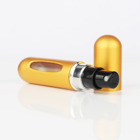 5ml Portable Mini Refillable Perfume Bottle Spray Round Tube Pump Empty Cosmetic Container Atomizer Scent Bottle for Travel - Gold