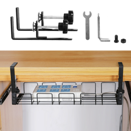 Under Desk Cable Tray Wire Cord Storage Rack Organizer No Drill Easy Install