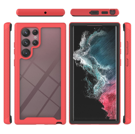 360 Full Body Slim Armor Case with Front Frame for Samsung Galaxy S22 Ultra - Red