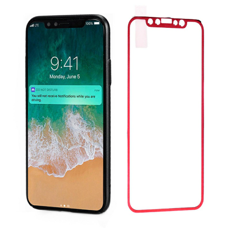 iPhone X/XS/11 Pro 3D Tempered Glass Metal Edge to Edge Screen Protector - Red