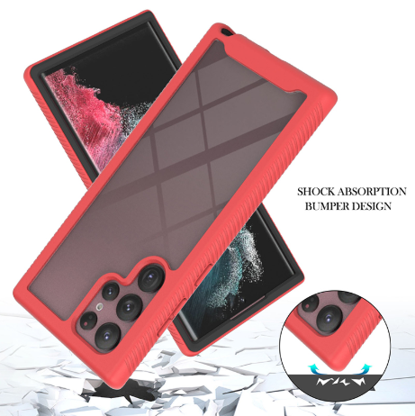 360 Full Body Slim Armor Case with Front Frame for Samsung Galaxy S22 Ultra - Red