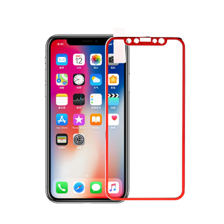 iPhone X/XS/11 Pro 3D Tempered Glass Metal Edge to Edge Screen Protector - Red