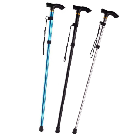 Easy Fold Walking Stick Extendable Walking Cane Walking Aid Sticks for Elderly Men Women - Silver
