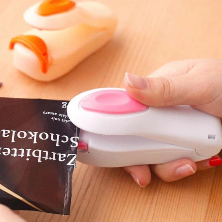 Mini Portable Bag Sealer Plastic Impulse Sealer Pink and White 10 cm - Random Colour