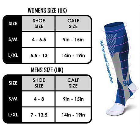 One Pairs Compression Socks Sports Calf Shin Leg Socks for Running Unisex, Blue L/XL