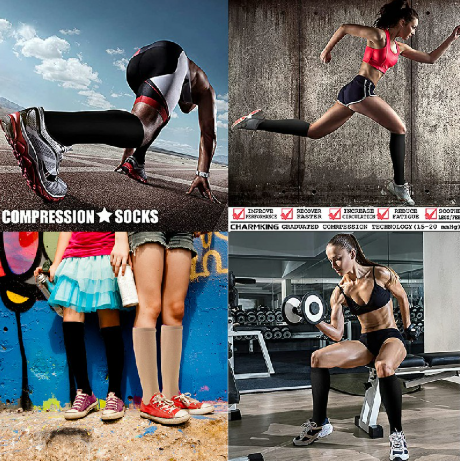 Unisex Anti-Fatigue Sport Compression Socks Varicose Vein Stocking One Pair - Skin S/M