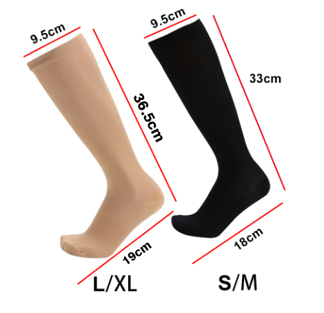 Unisex Anti-Fatigue Sport Compression Socks Varicose Vein Stocking One Pair - Skin S/M