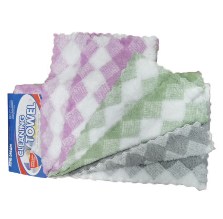 27 x 28 cm Cleaning Towel Cloth Pack of 3 - Random Colour