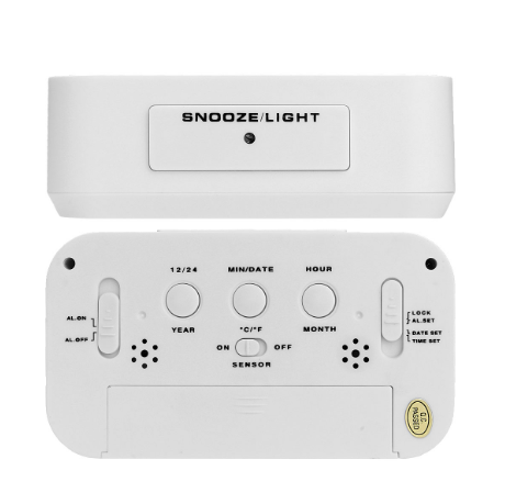 5.3 Inch Smart Simple Silent LED Digital Alarm Clock w/ Date Temp Display