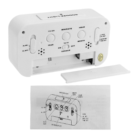 5.3 Inch Smart Simple Silent LED Digital Alarm Clock w/ Date Temp Display