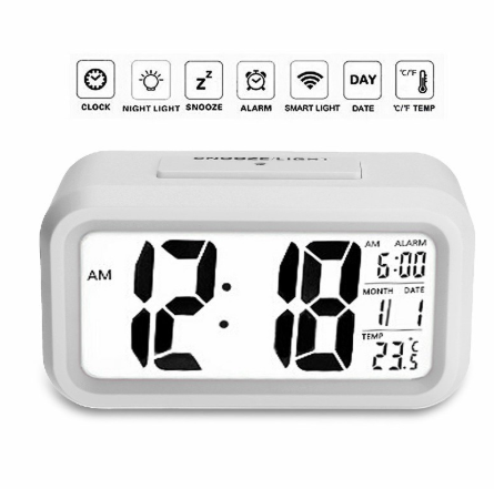 5.3 Inch Smart Simple Silent LED Digital Alarm Clock w/ Date Temp Display