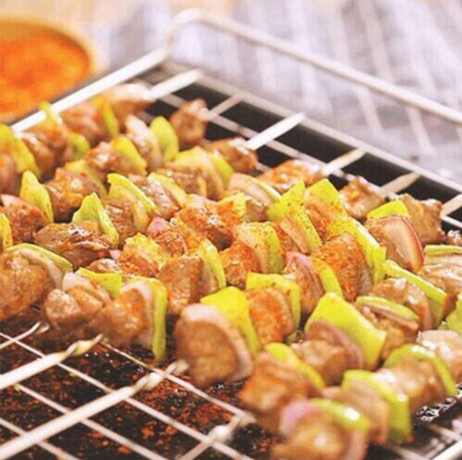 6 pcs Twisted Metal BBQ Kebab Skewer Sticks 46 cm Wooden Handle