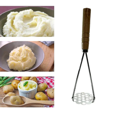 Steel Potato Masher with Wooden Handle for Kitchen Food Prep