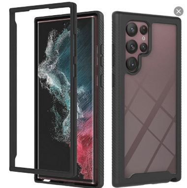 Samsung Galaxy S22 Ultra Black 360 Full Body Slim Armor Case Front Frame - Smartphone, Accessories Casing Plastic Protective Cover Handheld Protection Shockproof Protector Cellphone Screen Protector