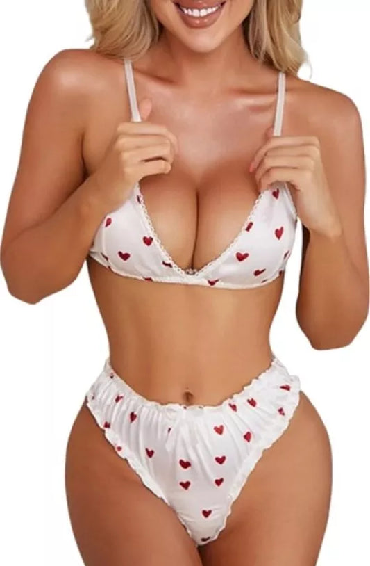 Women's Sexy Pleated Bikini Set – Cute Two-Piece Swimsuit with Frilled Waistline M